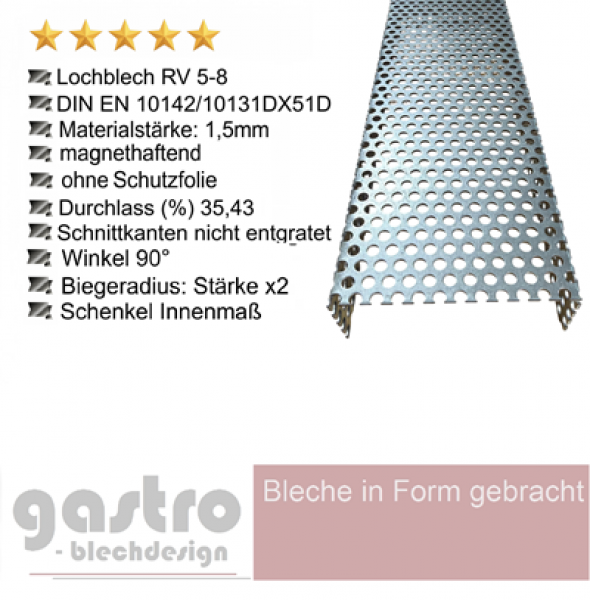 Detailaufnahme der geradlinigen Quadratlochung QG10-15 im verzinkten Stahl